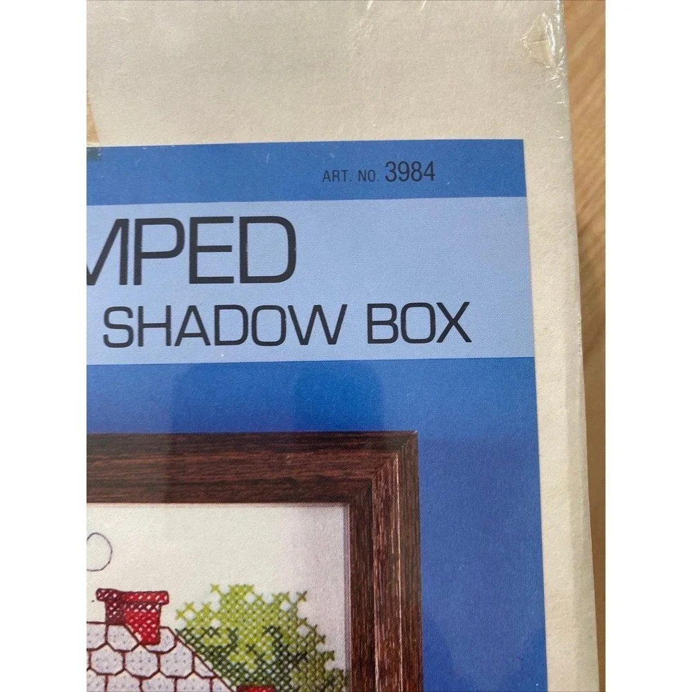 Vintage ColorTex Stamped Cross Stitch Kit SHADOW BOX - 3984 Unopened Home